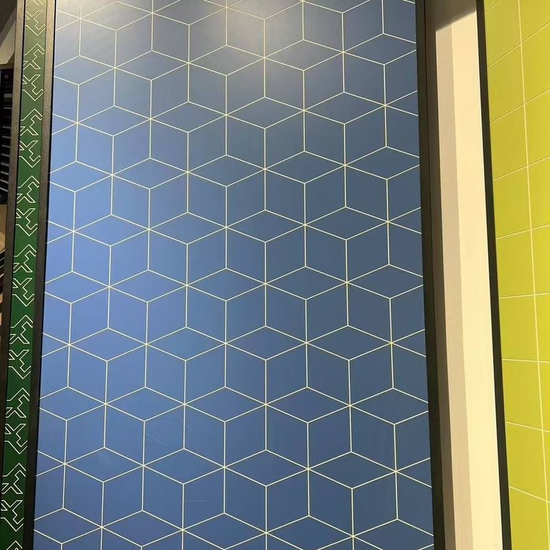 CNC-grooved SPC wall panel with diamond tile pattern — VIGOU factory